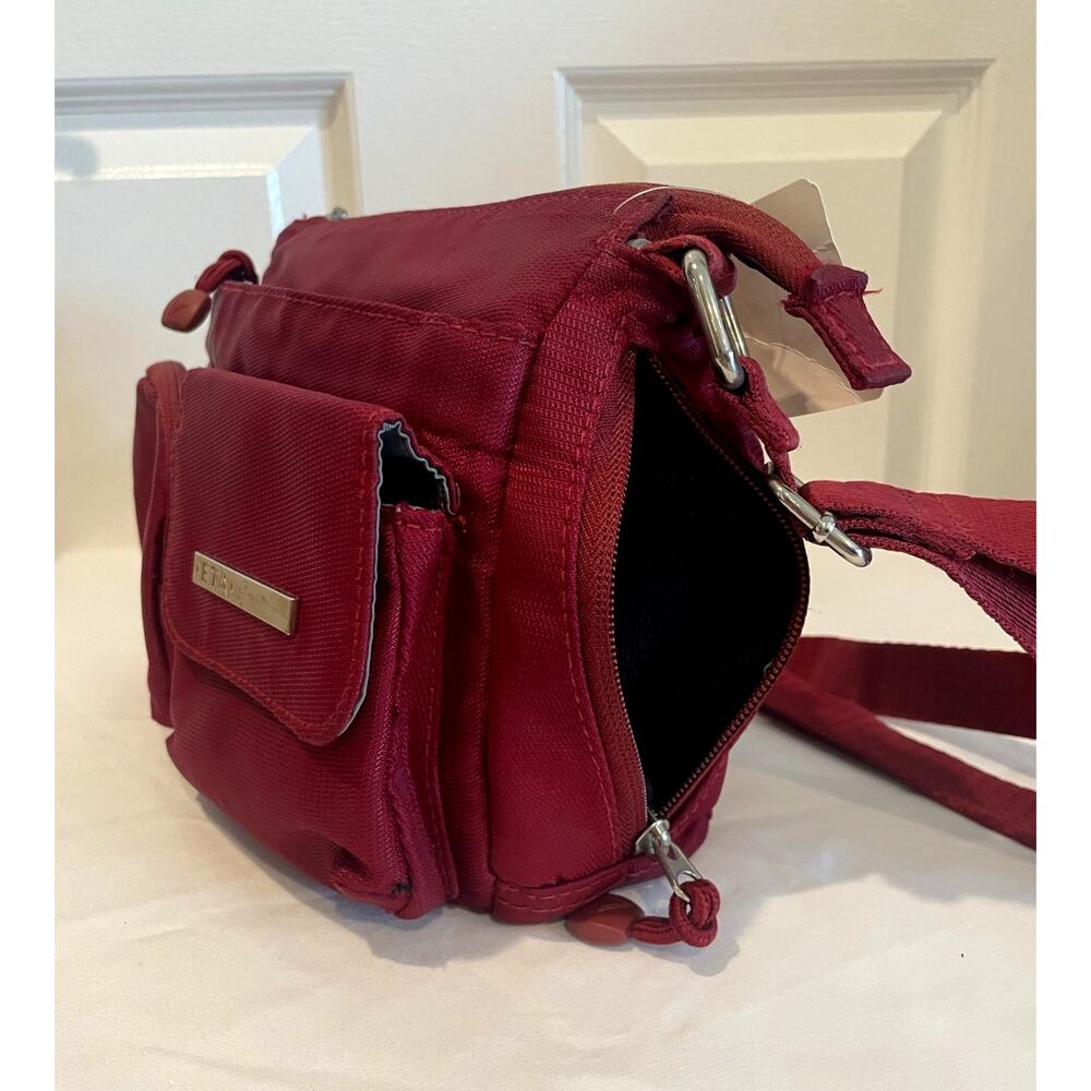 Rosetti E.T.A. Nylon Multi-Pocket Crossbody Travel Bag Purse – Maroon - Picture 5 of 10
